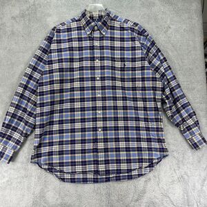Ralph Lauren Big Shirt Mens Large Blue Plaid Cotton Pony Logo Button-Down‎